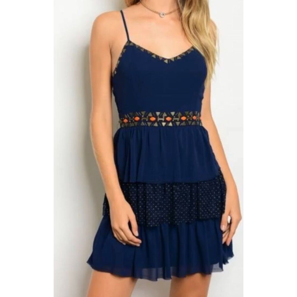 Soieblu Tiered navy dress